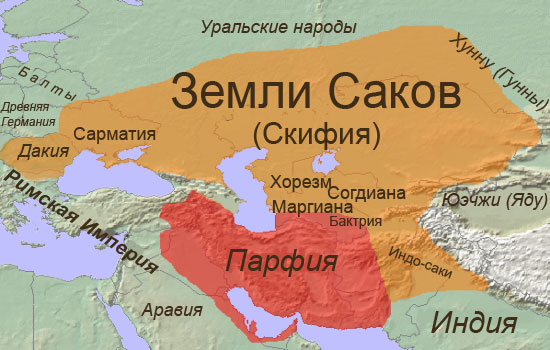 Карта расселения саков (скифов)